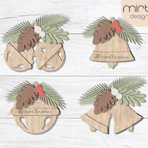 holly jingle bell ornament, laser cut file, vintage christmas ornament svg, christmas decor svg, jingle bell laser, glowforge svg file