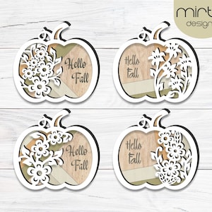lot de citrouilles florales, automne citrouilles bundle svg, fichier découpé au laser citrouille, ferme florale svg, citrouilles en couches, citrouilles laser svg