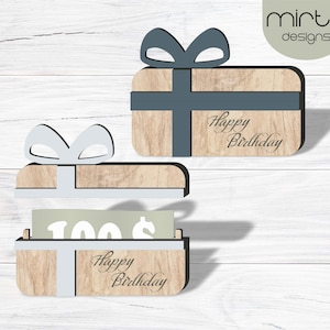 porta dinero de feliz cumpleaños svg, archivo cortado con láser, caja de tarjeta de regalo svg, porta dinero personalizado svg, porta efectivo de regalo svg, feliz cumpleaños svg