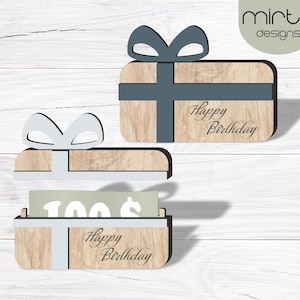 happy birthday money holder svg, laser cut file, gift card box svg, personalized  money holder svg, gift cash holder svg, happy birthday svg