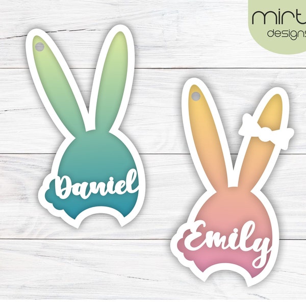 bunny shaped easter, basket tag svg laser cut file, easter cut file laser, layered easter bunne, svg file glowforge, custom easter tag