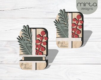 christmas gift card holder svg, laser cut file, merry christmas svg, christmas gift laser svg, glowforge svg file, gift card box laser