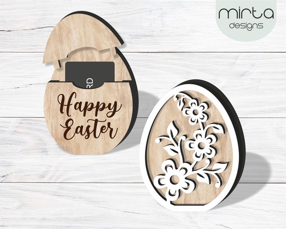 easter egg laser cut file, gift card holder svg, personalized gift card holder, egg card box laser, svg file glowforge