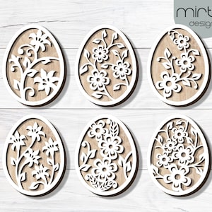 Blumen Osterei Bundle svg, Lasercut-Datei, Osterdekor schneiden, svg
