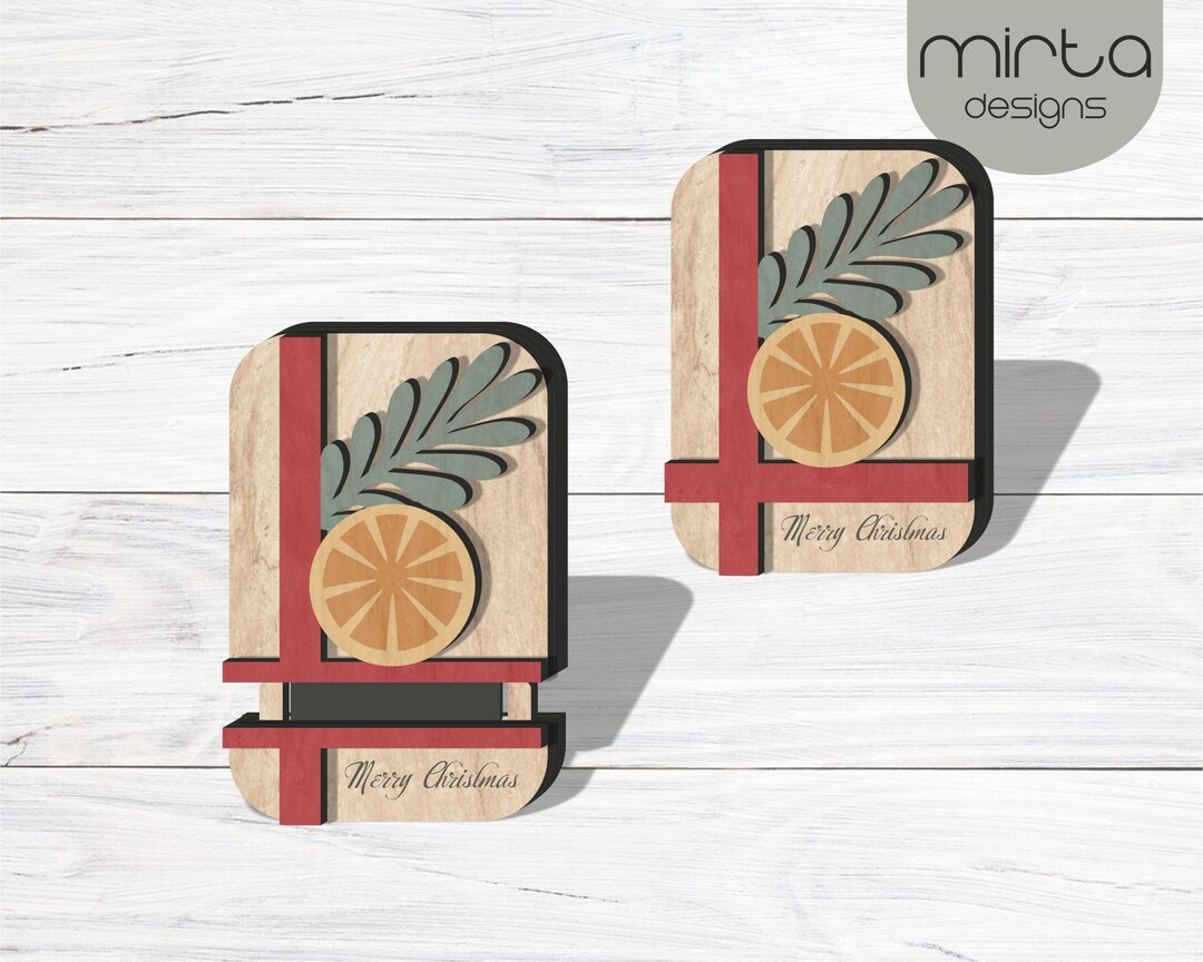 Gift Card Holder Svg, Merry Christmas Svg, Gift Box Template, Laser Cut