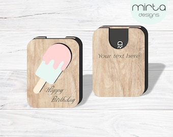 joyeux anniversaire porte-carte cadeau svg, fichier découpé au laser, carte-cadeau boîte svg, porte-carte cadeau personnalisé svg, porte-carte de crème glacée svg