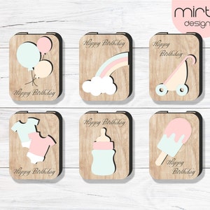 baby cadeau kaart bundel svg laser gesneden, laser gesneden bestand, gift card box bundel svg, aangepaste gift card houder svg, gelukkige verjaardag svg, babydouche