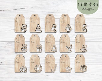 christmas gift tags bundle, laser cut file, gift tags svg, christmas laser svg, custom gift tags, gift tag template, gift tag name  svg