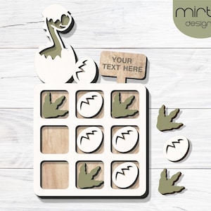 Dinosaure tic tac toe svg, fichier de Pâques découpé au laser. Jeu de société tic tac toe svg, svg dinosaure, jeu de société tic tac toe svg, fichier svg glowforge