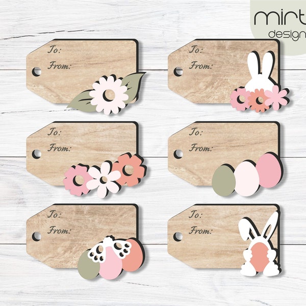 easter gift tags bundle, laser cut file, gift tags svg, easter laser svg, custom gift tags, gift tag template, layered gift tag name svg