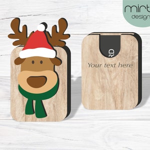 titular de la tarjeta de regalo reno svg, archivo de corte láser, caja de tarjeta de regalo svg, archivo de titular de la tarjeta de madera, navidad láser svg, geldgeschenke láser svg