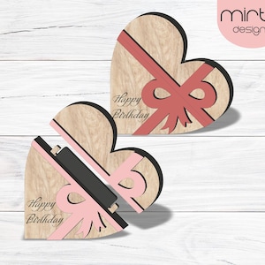 Herz Geschenkkartenhalter, Lasercut-Datei, Geschenkkartenbox, Geburtstagsgeschenkkartenhalter, Muttertagsgeschenk, Herz, Geburtstagsgeschenk