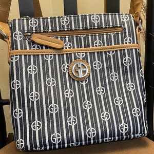 Giani Bernini Blue and White Striped Crossbody Purse