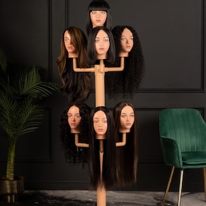 Adjustable Multi-Head Wig Stand | Comes with 7 mannequin heads! Display 1,4,7 wigs at a time