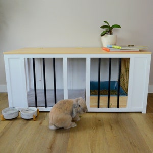 Luxury Indoor Rabbit Hutch | With Built-in Litter Box and Hay Rack | Ideal for Free-roam Rabbits | Stylish & Functional!