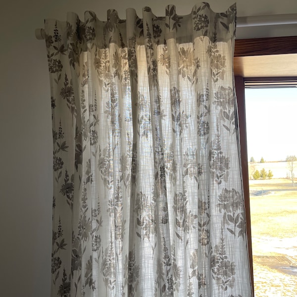 Elegant Floral Back Tab Wave Curtains, Custom Drapes - Made to Order