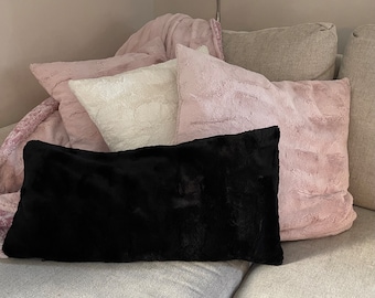 Minky Fur Pillow Cover, Decorative Throw Pillow, Custom Zippered Design