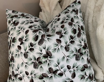 Pine Cone Christmas Pillow Cover, Cotton Throw Pillow
