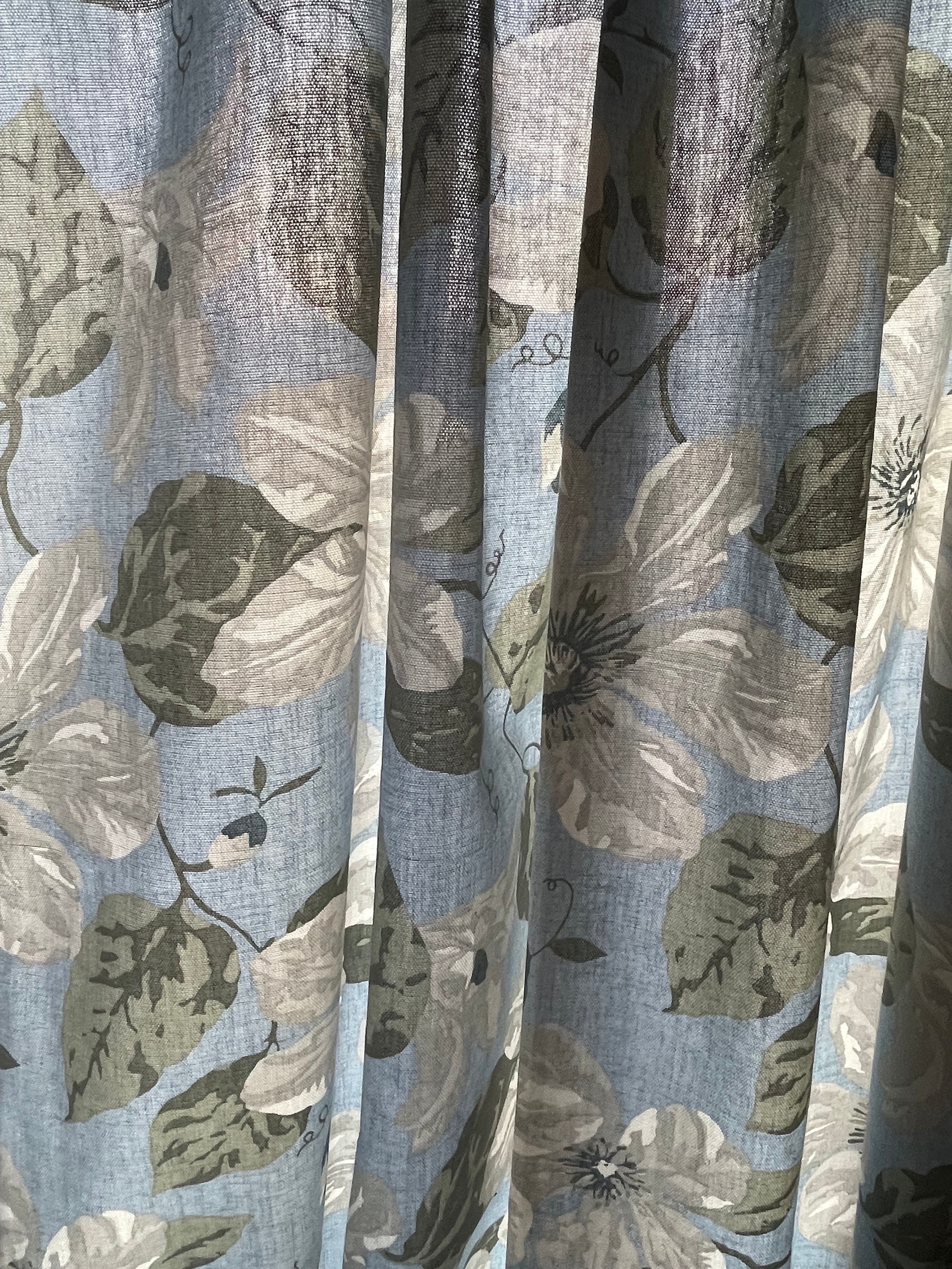 Blue Floral Living Room Curtains. Window Treatments for Kitchen or