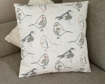 Bird Print Pillow Cover, Decorative Throw or Lumbar Pillow