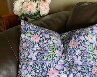 Floral Pillow Cover - Custom Accent Throw or Lumbar Pillow