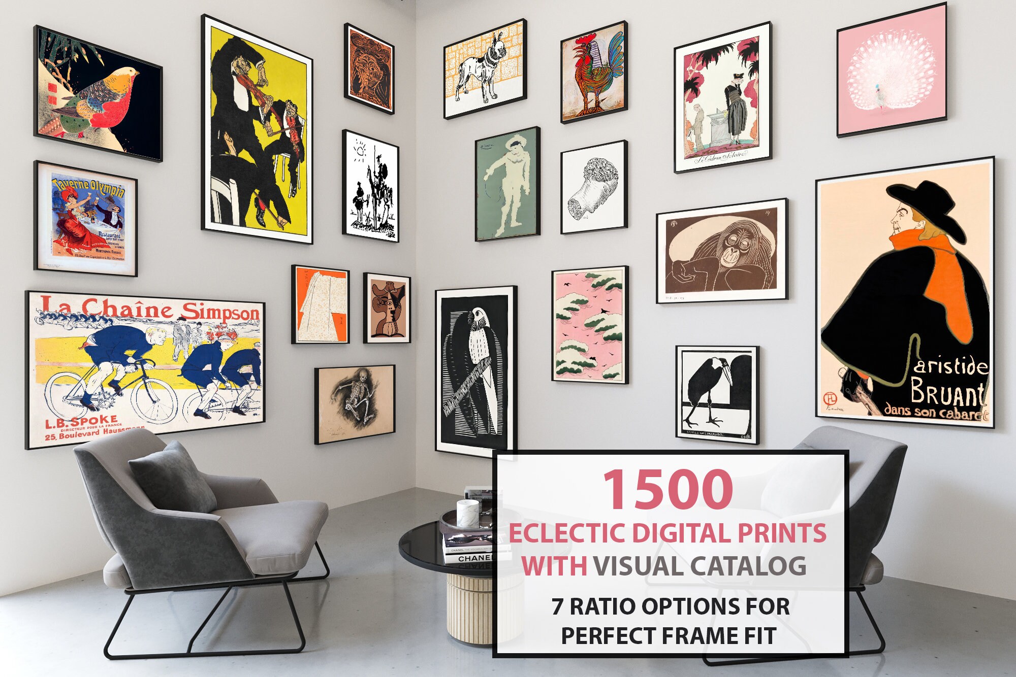 1500 Printable ECLECTIC Gallery Art Prints Set With Visual Catalog