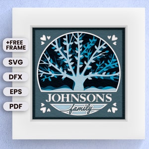 3D Family Shadow Box SVG voor Cricut, aanpasbaar cadeau, Memorial gedicht, Memorial Gift, stamboom SVG, bestanden voor Cricut eenvoudige instructies