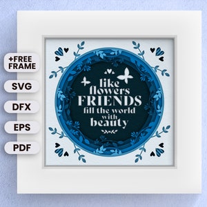 3D Freunde SVG, Schatten Box SVG für Cricut, geschichtete Blume SVG, geschichtete Schatten Box Kunst, Schmetterling SVG
