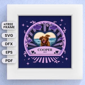 Pet Memorial Shadow Box SVG, 3D Pet Memorial SVG, Alas de ángel con pata, Regalo conmemorativo personalizado, Archivos para Cricut Instrucciones fáciles