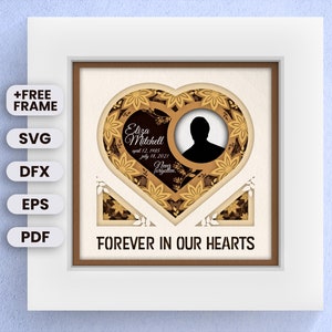 Aanpasbare 3D Memorial Shadow Box SVG voor Cricut, Custom Memorial Gift, Memorial Gedicht, Bestanden voor Cricut Eenvoudige instructies