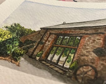 Original Hand Painted Mini Hawke Barn Watercolour