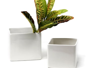 Set of 3 - "5x5x5" inches White Plastic Cube vase/organizer Made in the USA “high quality” with a classy finish