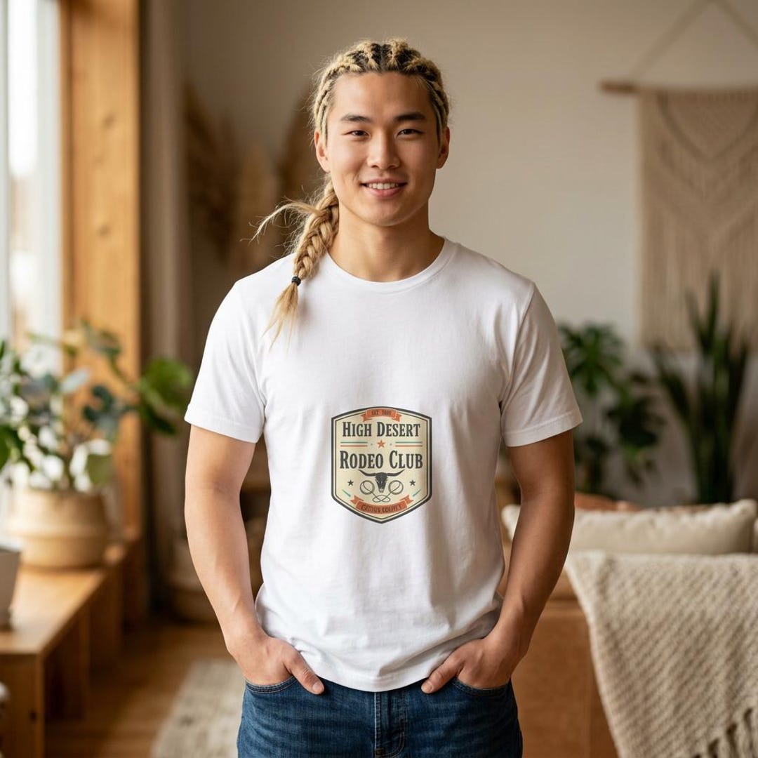 Collegiate Rodeo Merch High Desert Rodeo Tee | Western Vintage Badge Shirt | Rustic Cowboy ...