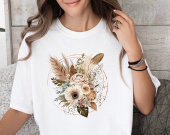 Wildflower Shirt, Floral T-Shirt, Botanical Retro Oversize Shirt, Boho clothing, Birthday Gift, Birthday Gift For Her, Mom Gift