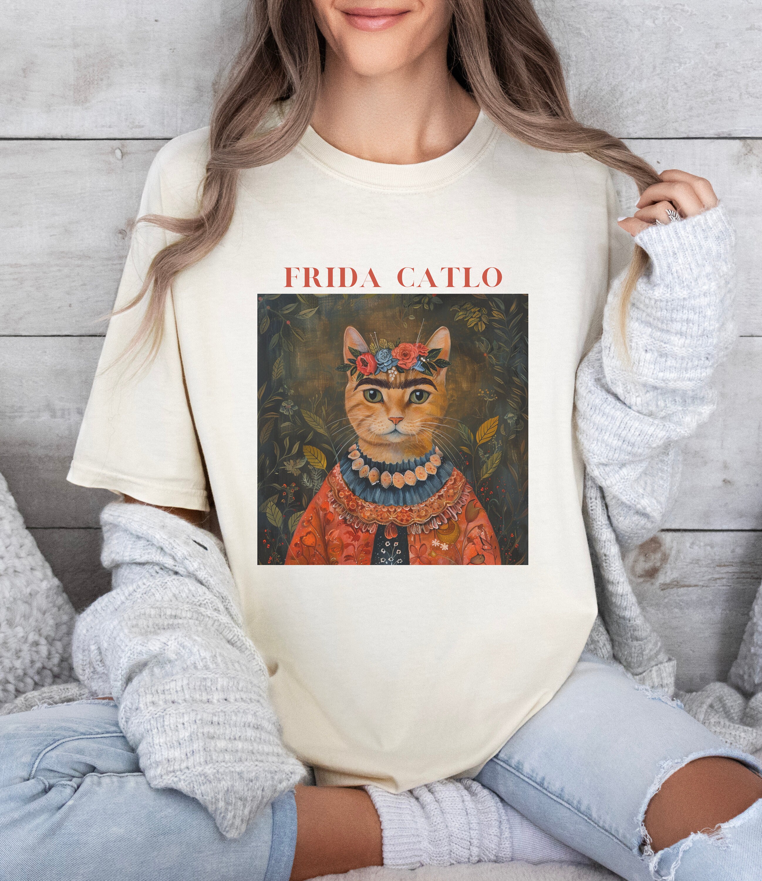 Cat Tshirt Frida Kahlo Cat Tshirt Cat Art Shirt Frida Catlo Tshirt Funny Cat Shirt Floral Cat Shirt Cat Lover Gift Cat Gifts Etsy