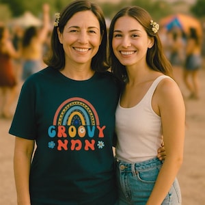 Hebrew Shirt Groovy Ima , Imma flower Rainbow Israel Shirt, Retro Jewish Shirt, Hebrew Gift, Jewish mom Gift