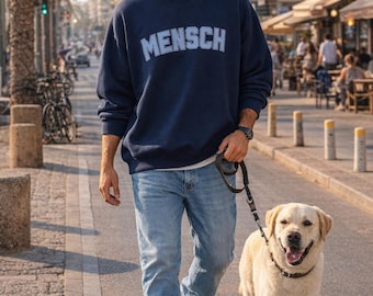 Mensch スウェットシャツ 面白いイディッシュ語 ユダヤ人の男性用セーター ハヌカや誕生日にユダヤ人の父親やユダヤ人の友人への贈り物