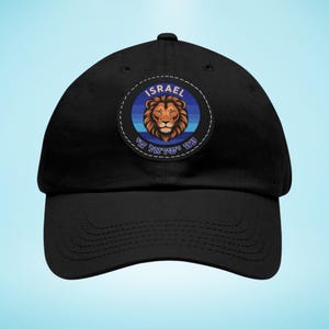 Israel Lion Patch Cap Hebrew Leather Unisex Baseball Hat with Lion of Judah Am Yisrael Chai Gift for Israel Lover Jewish Pride Hat