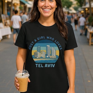 Tel Aviv Vintage Shirt for Jewish Women Israel City Skyline Tee Retro Style Tel Aviv Gift for Her Hebrew Culture Top Zionist Travel T-Shirt