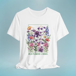 Wild flowers of Israel shirt floral Hebrew tee Israeli gift for nature lovers botanical Jewish shirt Hebrew clothing Shavuot gift idea