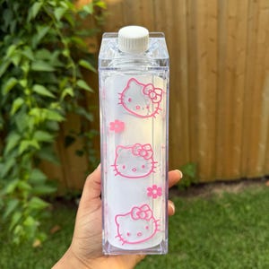 Kawaii kitty milk carton bottle, hello cat cup, Gift ideas, Milk carton water bottle, Reusable tumbler, Sanrio, anime