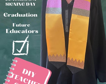 Teacher Pencil Graduation Stole, DIY Graduation Stole 2023 2024