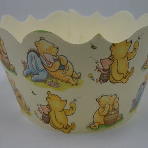 Cupcake Wrappers Classic Pooh themed, Baby Shower cupcake wrappers, First birthday cupcake wrappers, Winnie the Pooh Cupcake Wrapper