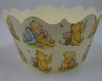 Cupcake Wrappers Classic Pooh themed, Baby Shower cupcake wrappers, First birthday cupcake wrappers, Winnie the Pooh Cupcake Wrapper