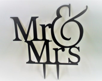 Mr  Mrs Cake Topper Wedding cake topper Black acrylic Mr & Mrs cake topper, wedding cake decoration