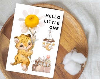 Hello little one  card, Baby Congratulation Card, Baby Shower Girl Congratulations Card, Baby Shower congratulations card