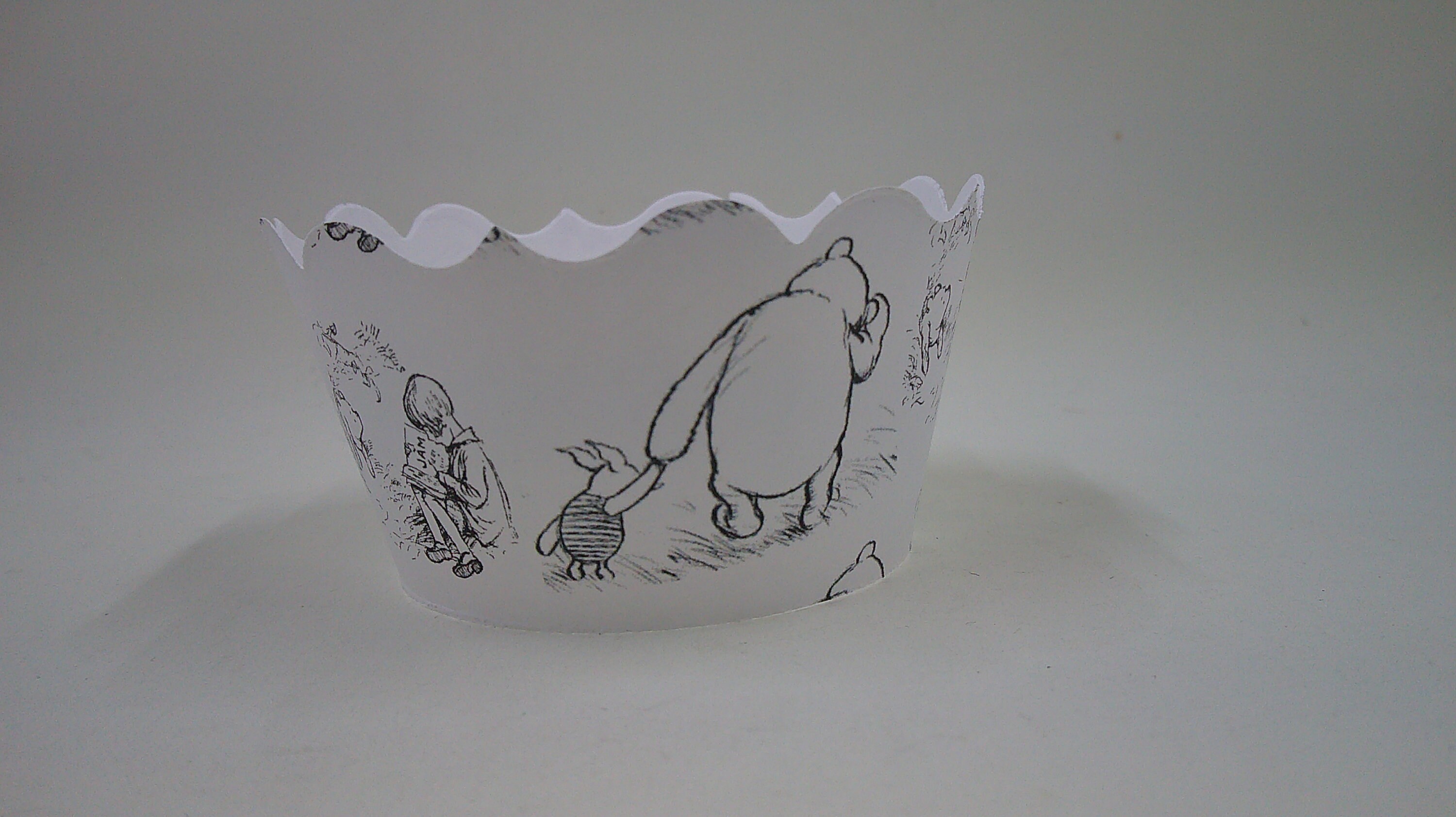 Cupcake Wrappers Classic Pooh themed Baby Shower cupcake wrappers First birthday cupcake wrappers Winnie the Pooh Cupcake