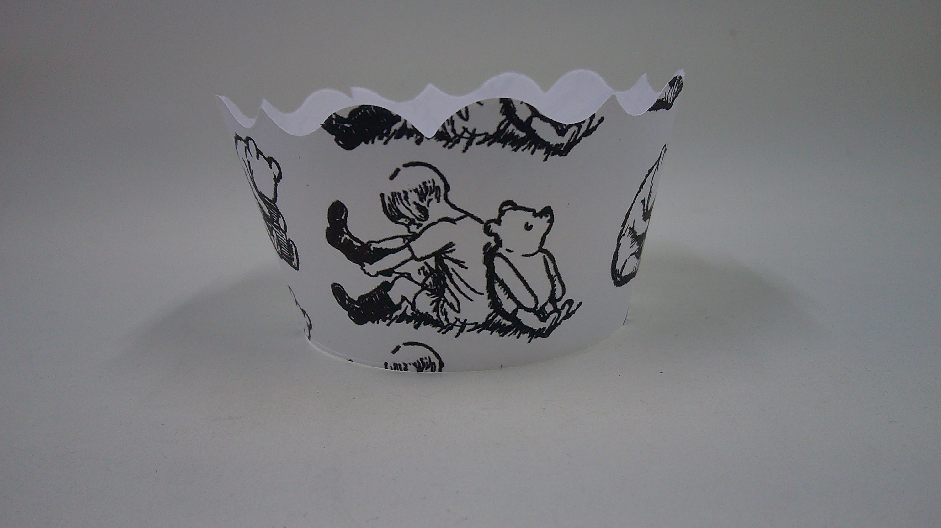Cupcake Wrappers Classic Pooh themed Baby Shower cupcake wrappers First birthday cupcake wrappers Winnie the Pooh Cupcake