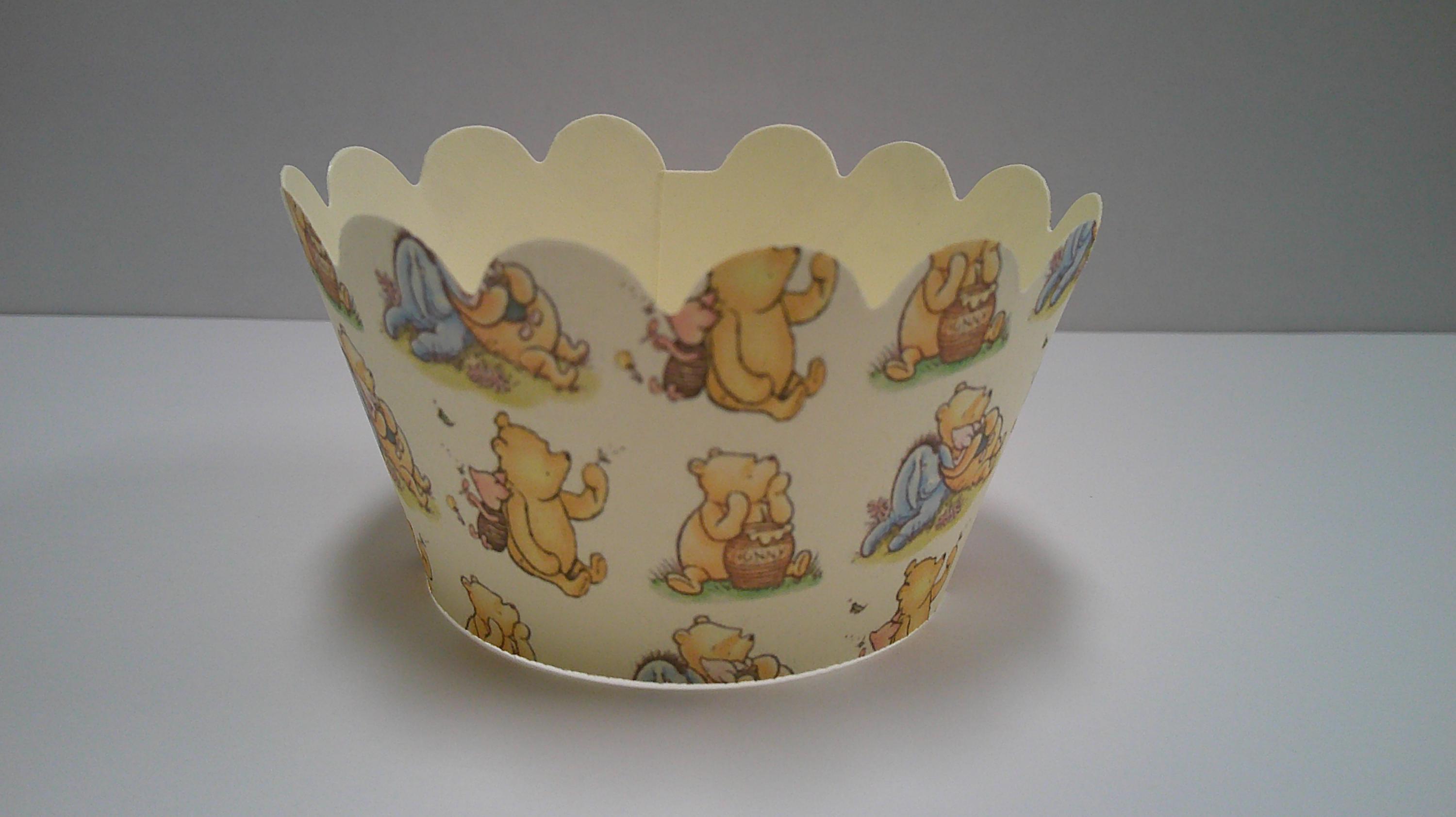 Cupcake Wrappers Classic Pooh themed Baby Shower cupcake wrappers First birthday cupcake wrappers Winnie the Pooh Cupcake
