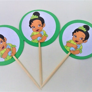 Princess Tiana  themed Cupcake Toppers, Baby Tiana Cupcake Toppers, Disney Princesses Cupcake Toppers, Princess birthday party